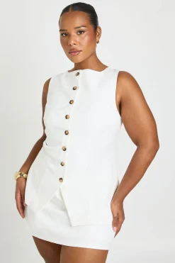 Gilet À Boutons Sur Le Devant Et Jupe-short Mini Grande Taille