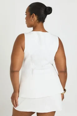Gilet À Boutons Sur Le Devant Et Jupe-short Mini Grande Taille