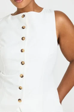 Gilet À Boutons Sur Le Devant Et Jupe-short Mini Grande Taille
