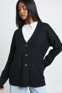 Gilet Boyfriend En Maille Côtelée