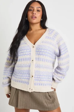 Gilet Boyfriend Surdimensionné Grande Taille À Rayures Jacquard Et Maille Épaisse