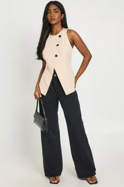 boohoo Gilet Cache-cœur Haut Avec Boutons Contrastés<Femme Tailleurs|Tops