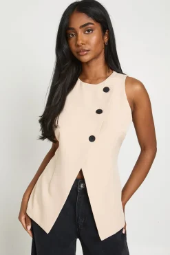 boohoo Gilet Cache-cœur Haut Avec Boutons Contrastés<Femme Tailleurs|Tops