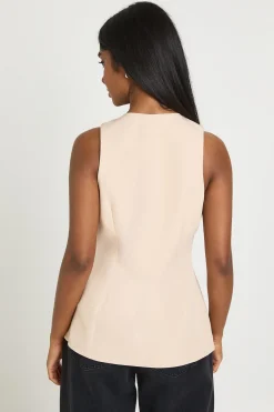boohoo Gilet Cache-cœur Haut Avec Boutons Contrastés<Femme Tailleurs|Tops