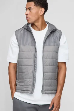 Gilet à capuche matelassé léger à coupe régulière