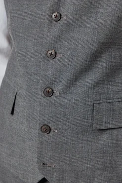 Gilet à Carreaux Tonals Gris Moyen