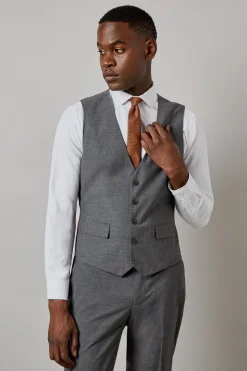 Gilet à Carreaux Tonals Gris Moyen