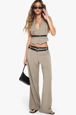 boohoo Gilet ceinturé en tissu tissé sur mesure à col halterneck<Femme Tailleurs|Tops
