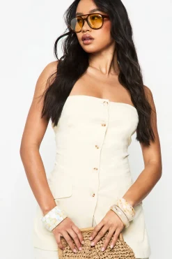 Gilet cintré bandeau long en lin