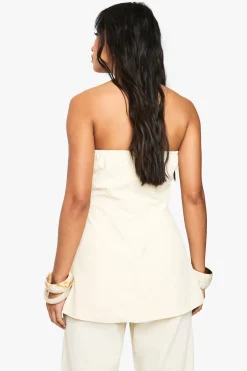 Gilet cintré bandeau long en lin