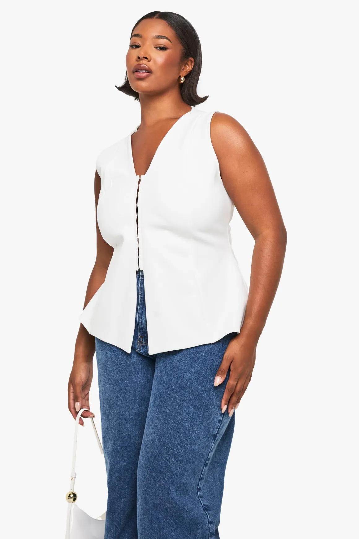 Gilet cintré à crochets et œillets Plus