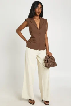 boohoo Gilet Cintré Effet Lin<Femme Tailleurs|Tops