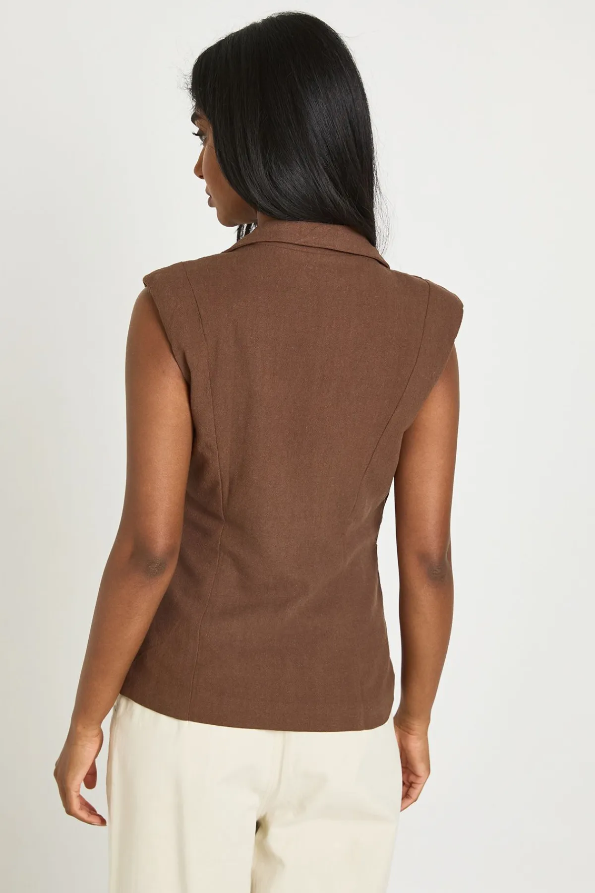 boohoo Gilet Cintré Effet Lin<Femme Tailleurs|Tops