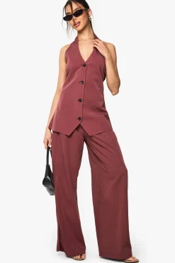 Gilet cintré long à encolure halter