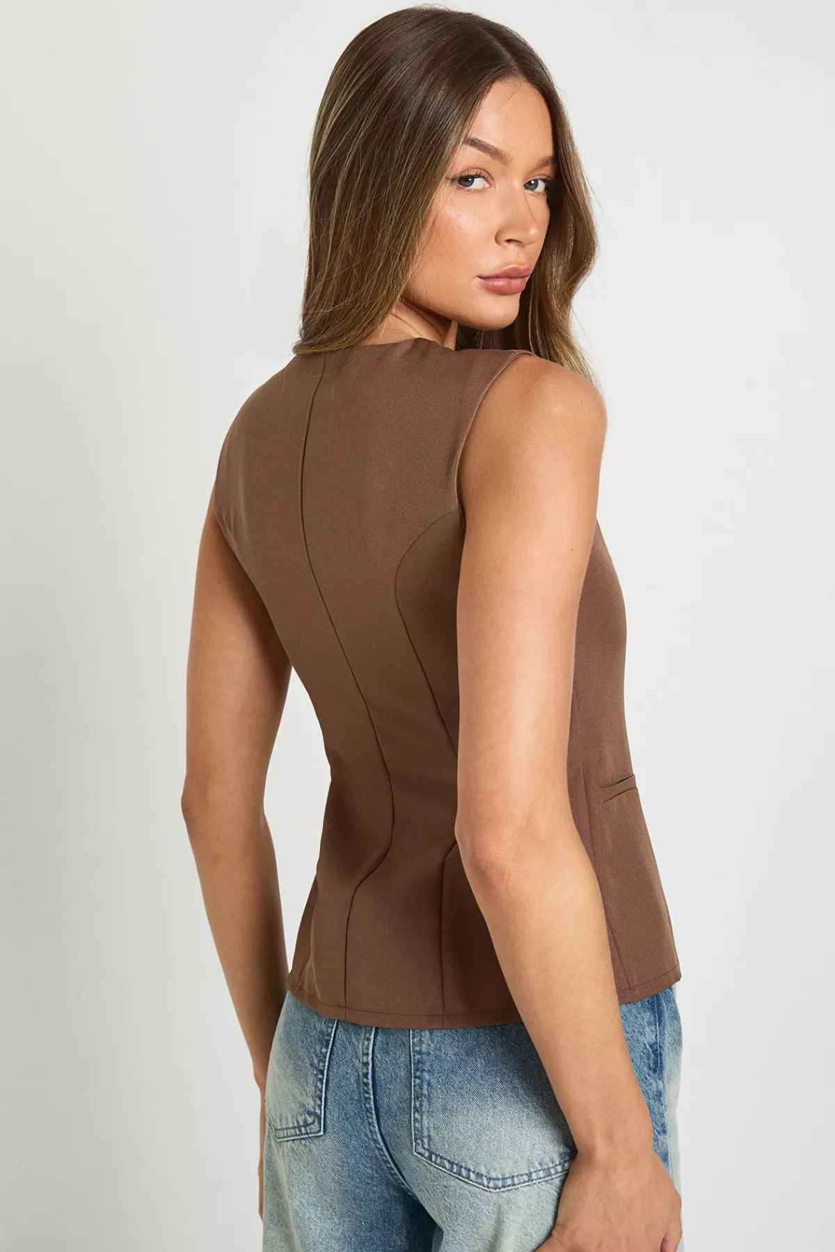 boohoo Gilet cintré orné de détails de boutons<Femme Tailleurs|Tops