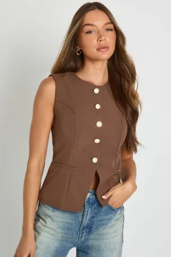 boohoo Gilet cintré orné de détails de boutons<Femme Tailleurs|Tops