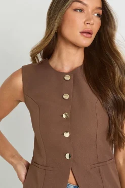 boohoo Gilet cintré orné de détails de boutons<Femme Tailleurs|Tops