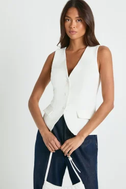 boohoo Gilet cintré sur mesure avec détails en garniture de boutons<Femme Tailleurs|Tops