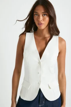 boohoo Gilet cintré sur mesure avec détails en garniture de boutons<Femme Tailleurs|Tops