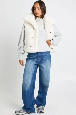 Gilet à col oversize en synthétique