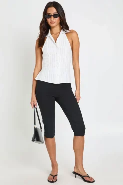 boohoo Gilet À Col Rayé Aspect Lin<Femme Tailleurs|Tops