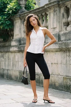 boohoo Gilet À Col Rayé Aspect Lin<Femme Tailleurs|Tops