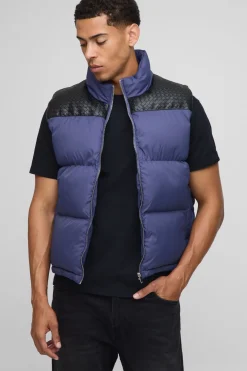 Gilet coupe régulière avec empiècement en synthétique et panneau en nylon
