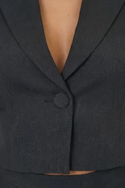boohoo Gilet Court Ajusté Aspect Lin Petite<Femme Tailleurs|Tops