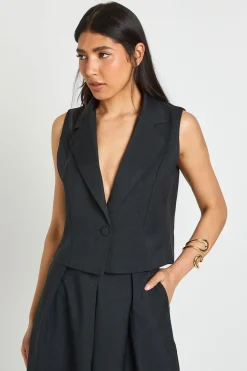 boohoo Gilet Court Ajusté Effet Lin Pour Grande Taille<Femme Tailleurs|Tops