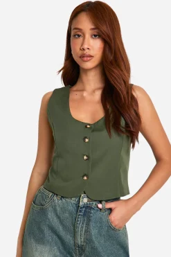 boohoo Gilet court à encolure carrée<Femme Tailleurs|Tops