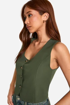 boohoo Gilet court à encolure carrée<Femme Tailleurs|Tops