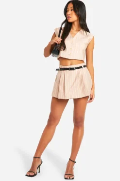 boohoo Gilet court tissé aux fines rayures<Femme Tailleurs|Tops