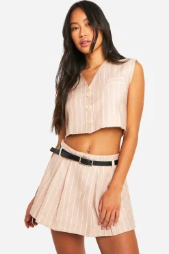 boohoo Gilet court tissé aux fines rayures<Femme Tailleurs|Tops