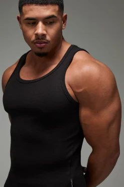 boohooMAN Gilet côtelé Muscle Fit Active Gym pour homme<Homme Tenues De Sport Grande Taille|Tout Afficher