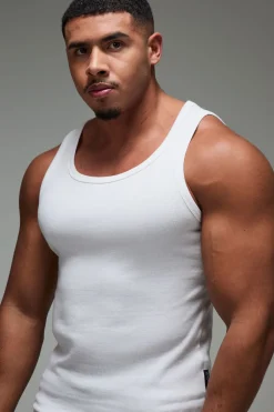 boohooMAN Gilet côtelé pour homme, coupe muscle fit pour gym active<Homme Tenues De Sport Grande Taille|Tout Afficher