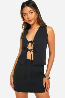 boohoo Gilet décontracté à nouer sur le devant<Femme Tailleurs|Vestes & Manteaux