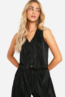 Gilet de costume large plissé sans manches