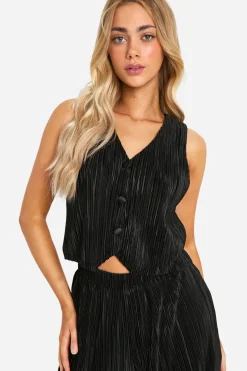 Gilet de costume large plissé sans manches
