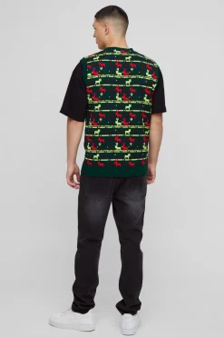 boohooMAN Gilet de Noël Secret Santa Coupe Régulière<Homme Maille|Mailles