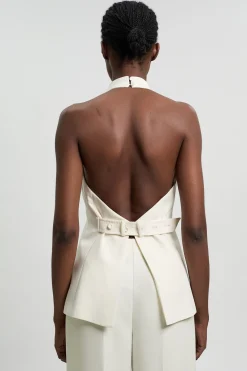 Gilet De Smoking Cintré En Crêpe Dos Satin