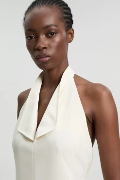 Gilet De Smoking Cintré En Crêpe Dos Satin