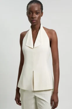 Gilet De Smoking Cintré En Crêpe Dos Satin