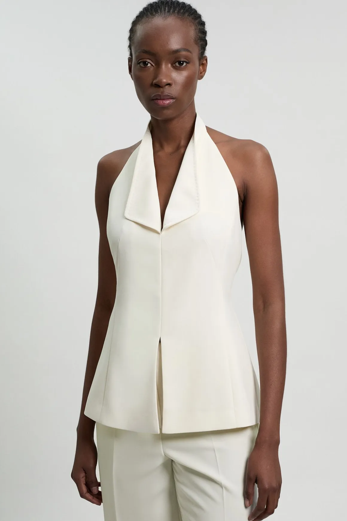 Gilet De Smoking Cintré En Crêpe Dos Satin