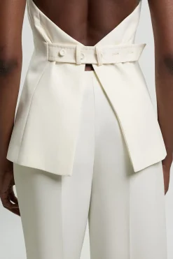 Gilet De Smoking Cintré En Crêpe Dos Satin