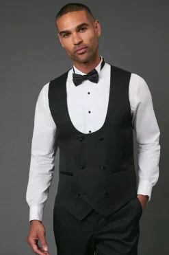 Gilet de Smoking Noir Coupe Ajustée