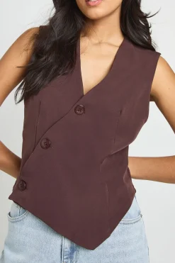 boohoo Gilet dos ajustable asymétrique<Femme Tailleurs|Looks Chocolat