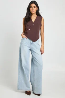 boohoo Gilet dos ajustable asymétrique<Femme Tailleurs|Looks Chocolat