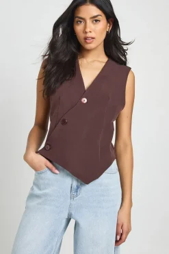 boohoo Gilet dos ajustable asymétrique<Femme Tailleurs|Looks Chocolat