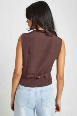 boohoo Gilet dos ajustable asymétrique<Femme Tailleurs|Looks Chocolat