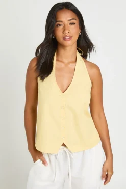 Gilet Dos-nu À Col Licou Coupe Décontractée Petite